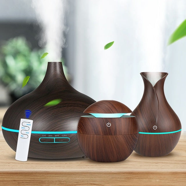 Wood Grain Essential Oil Diffuser Set With LED lights
