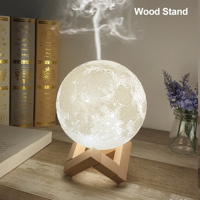 Ultrasonic Moon Essential Oil Diffuser LED Night Lamp